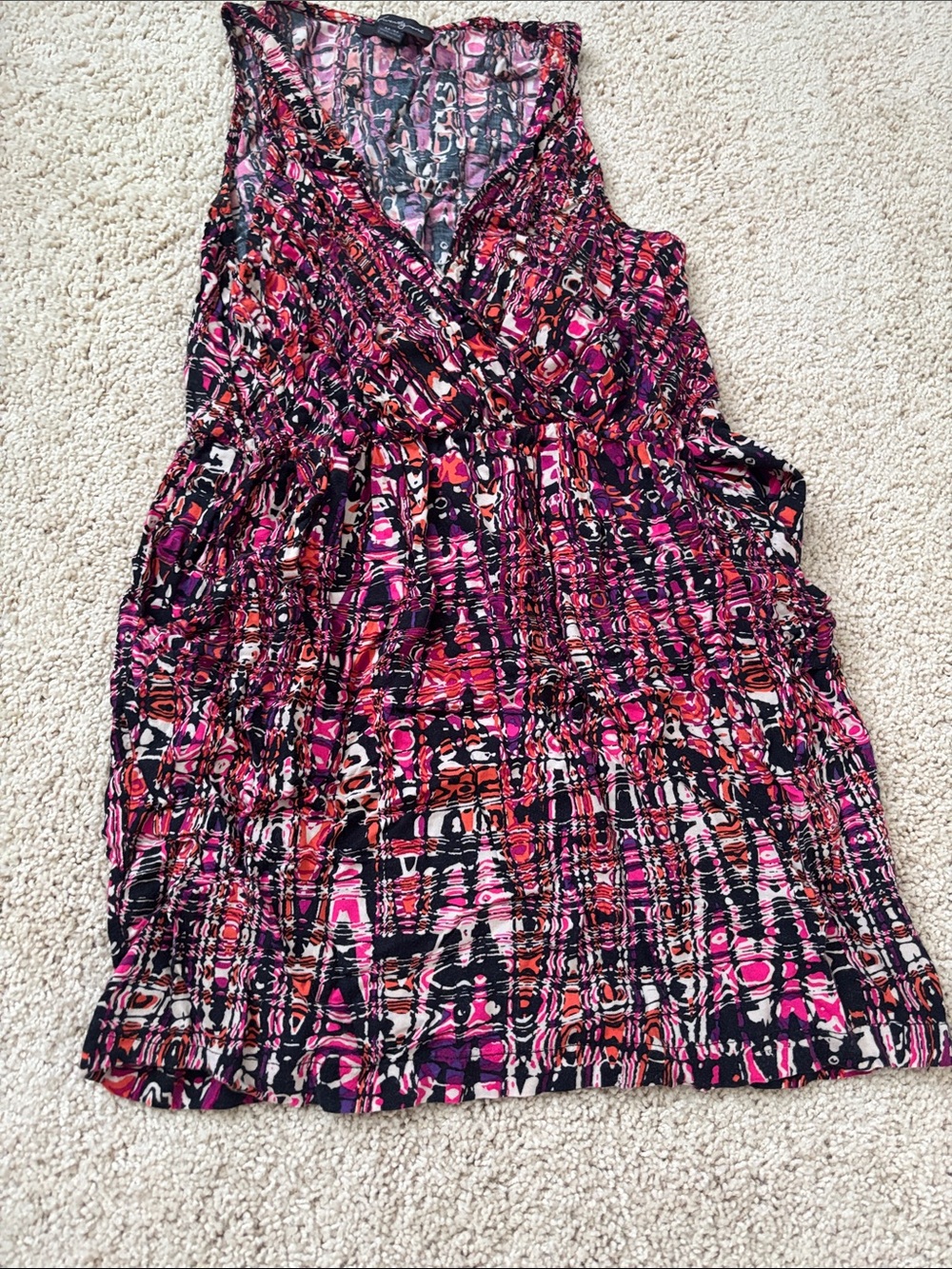 Forever 21 Pink, Black & Orange Printed Sleeveless Dress